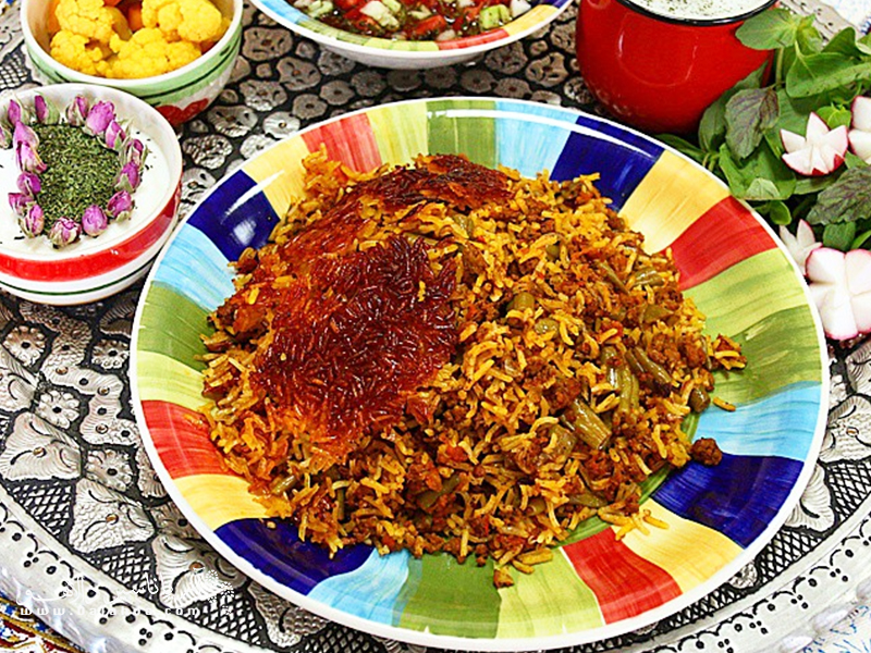 لوبیاپلو غذای لذیذ ایرانی.