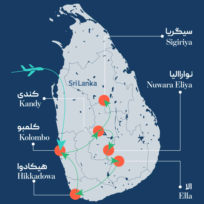نقشه تور سریلانکا