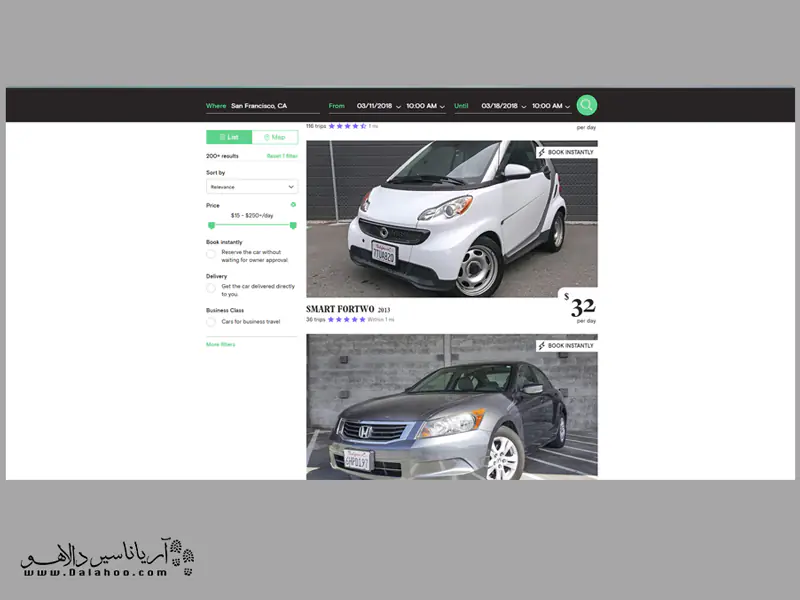 نمایش اطلاعات مربوط به ماشین‌ها.