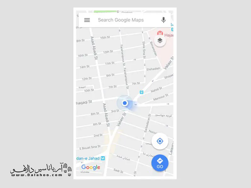 نقشه گوگل مپس در صفحه اصلی.